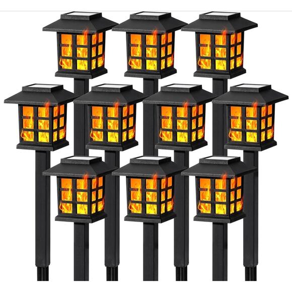10 pack Solar Flickering Flame Path Lights - Picture 4 of 8